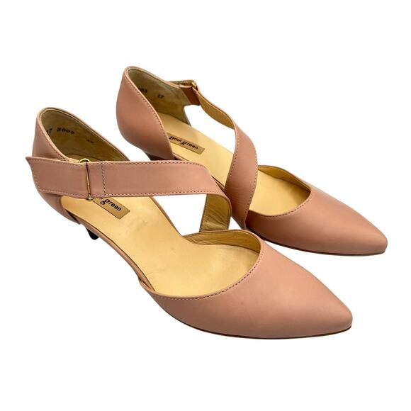 Paul Green Nicki Asymmetrical Hook & Loop Leather Strap Pointed Toe Neutral Pump - Picture 6 of 12